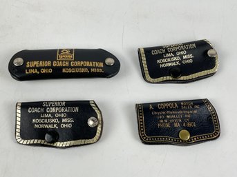 Four Vintage Leather Auto Advertising Keychains