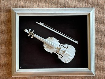 Vintage Wooden Violin Sculpture Mounted