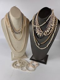 Large Lot Of Pearl Necklaces