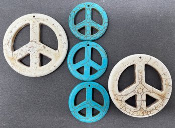 Lot Of 5 Vintage Peace Sign Pendants