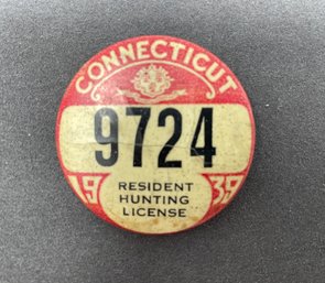 Vintage 1939 Connecticut Hunting License Button