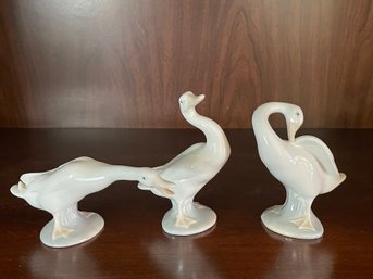 Group Of 3 LLARO Porcelain Geese