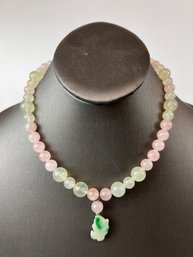 Rose Quartz And Stone Beaded Necklace