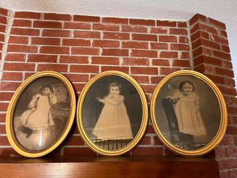 Group Of Three Antique Frames Including One Convex Frame