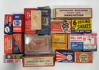 Vintage Advertising Boxes Fireworks Cap Guns Boxes Antique