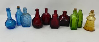 Lot Of 10 Miniature Colorful Bottles