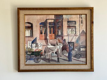 City Scene - Framed Watercolor - Unsigned