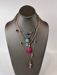 Lot Of Necklaces With Stones - Some Sterling
