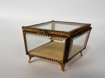 Vintage Diamond Shaped Victorian Filigree Brass Trinket Box