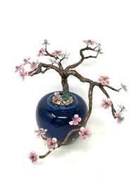 Vintage Enamel Japanese Cherry Blossom Tree Sculpture By R.C. Marshall - AS IS