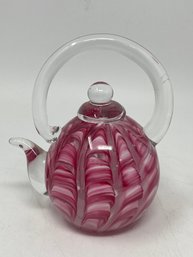 Art Glass Paperweight Teapot