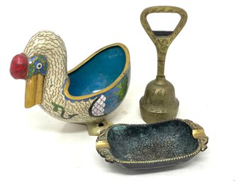 Group Of Vintage Trinkets Including Cloisonne Duck