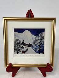 Signed Print By Arvid Norendal Titled Winternight At Stalheim