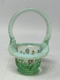Fenton Handpainted Signed Glass Basket