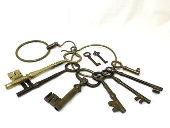Collection Of Skeleton Keys Brass And Others