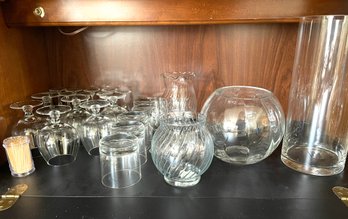 Collection Of Glass Vases & Glasses
