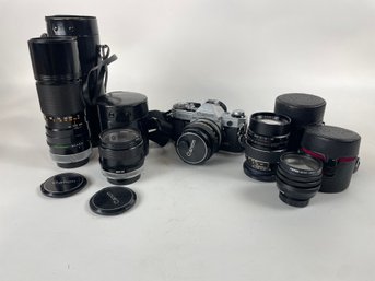 Vintage Canon Camera Lot W/ Lenses