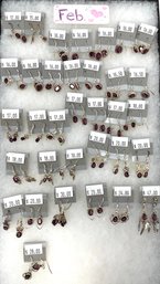 Large Lot Of Birthstone Earrings - February - 34 Pairs Total - Over $650 Retail!!!