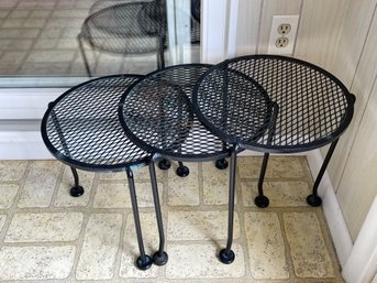 Set Of Three Graduated Wrought Iron Garden Patio Tables