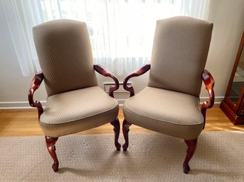 Pair Of Formal Style Upholstered  Arm Chairs Beautiful