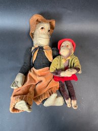 Pair Of Vintage Mohair Monkeys