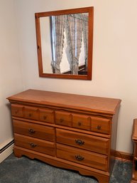Vintage Maple Dresser And Mirror