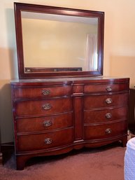 Vintage Dresser And Mirror With Glass On Top