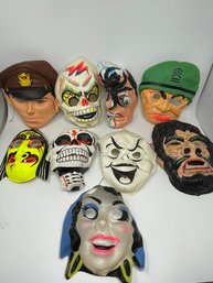 Large Lot Of Vintage Halloween Masks