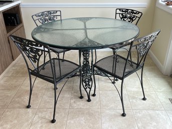 Woodard Wrought Iron Dining Set In Roses Pattern