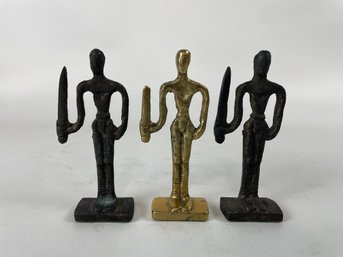 Group Of 3 Mid Century Bronze Figures