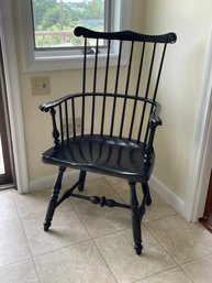 Reproduction Windsor Arm Chair Fan Back In Black Finish