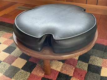 Vintage Footstool In Black Vinyl