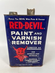 Vintage Red Devil Paint And Varnish Can - Empty For Decor