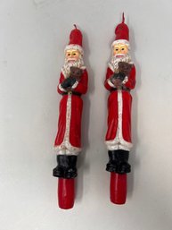 Pair Of Figural Santa Taper Candles