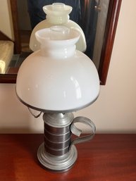 Vintage Table Lamp With Milk Glass Shade