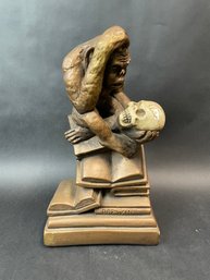 Vintage Austin Productions Thinking Monkey Statue W/ Skull