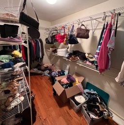 Contents Of Womens Closet Including Shoes, Clothing And Accessories