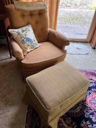 Vintage Tweed Chair And Ottoman