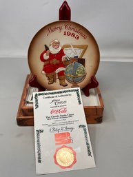 Vintage Coca Cola Holiday Plate With COA