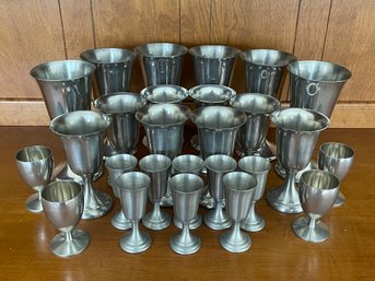 Large Collection Of Pewter Goblets