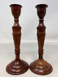 Pair Of Bronze Colored Candlestick Holders