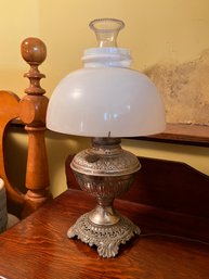 Vintage Boudoir Lamp With Milk Glass Shade