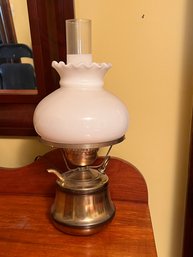 Vintage Table Lamp With Milk Glass Shade