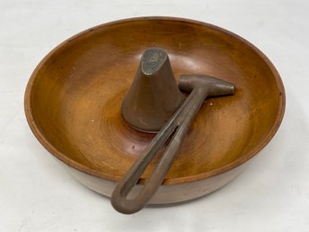 Parsons Wooden Nut Cracker Dish With Anvil And Original Hammer Pat June 16 1914