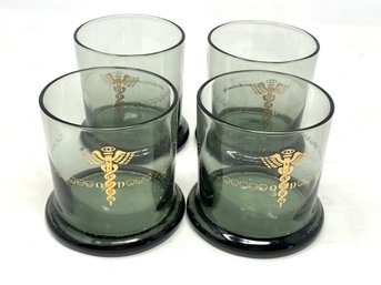 Set Of Four Vintage Glasses Advertising For Eye Doctor