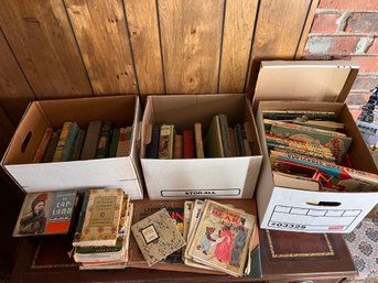 Large Lot Of Vintage Books, Hardcover, Including Children's Books, Cook Books And More