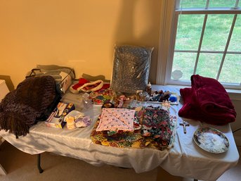 Large Home Decor Lot Including Linens And Other Home Decor Items