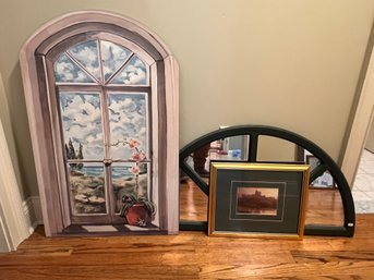 Wall Decor Lot Including Arched Mirror And More!