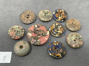 Antique Button Lot Speckled Marbled (8)