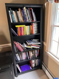 Large Black Bookshelf With Contents